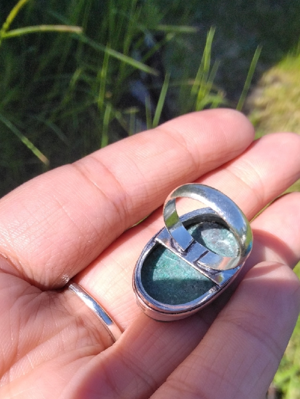Amazing Chrysocolla Silver Plated Gemstone Ring - Picture 4 of 4